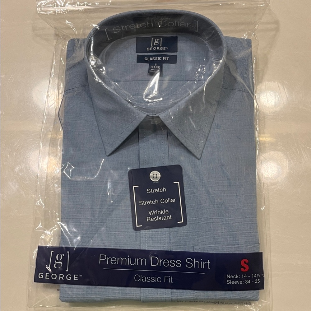 George Men's Classic Fit Light Blue Dress Shirt
